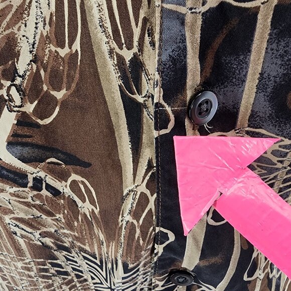 Axis LA Mens Medium Shirt Silk Hawaiian Floral Tan Brown Black Tropical Party - Picture 6 of 10